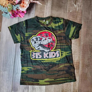 Custom Ink Youth Boys Medium Camo 100% Cotton 315 Kids Jurassic Park T-Shirt